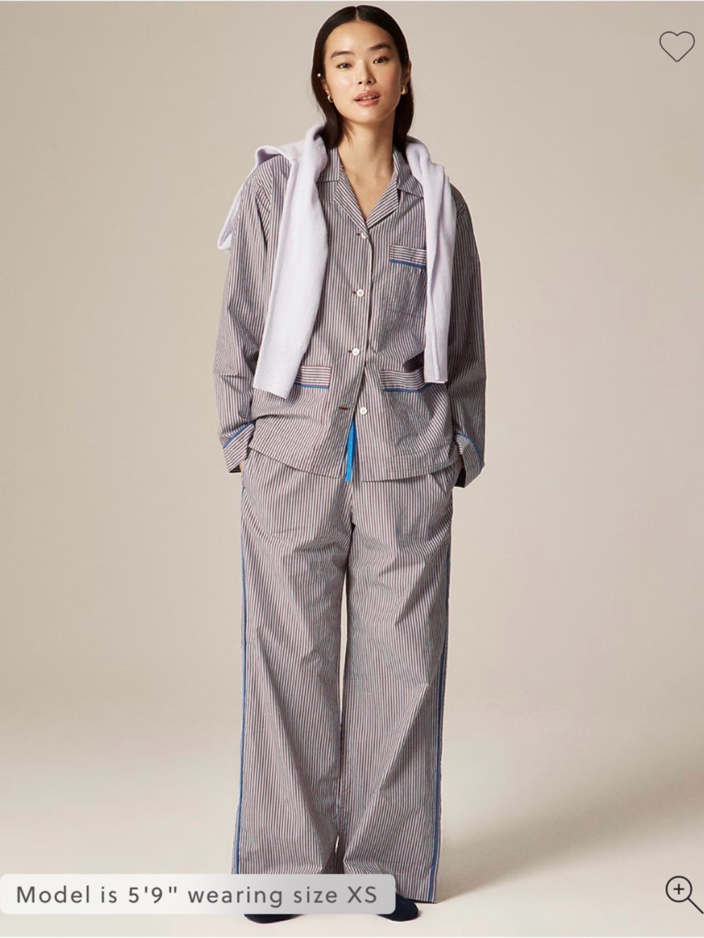 BRAND NEW J CREW Long-sleeve pajama pant set in striped cotton poplin Medium